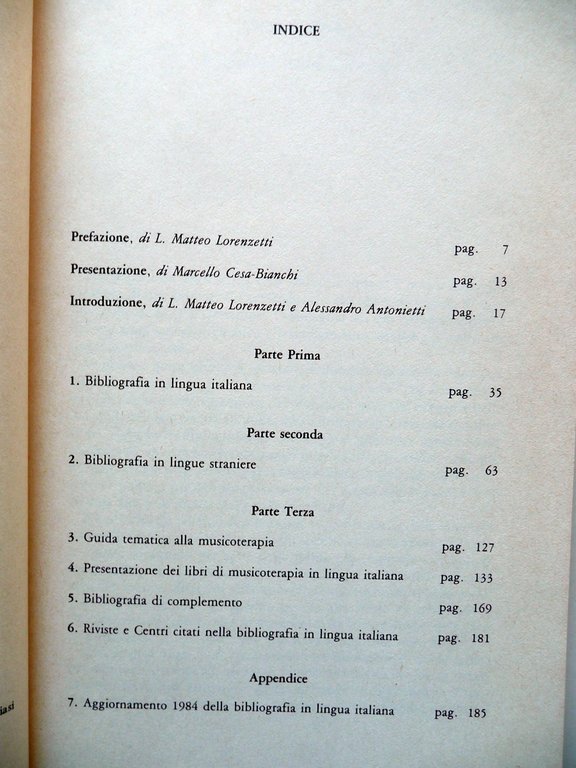 La Musicoterapia L. M. Lorenzetti A. Antonietti Franco Angeli Milano …