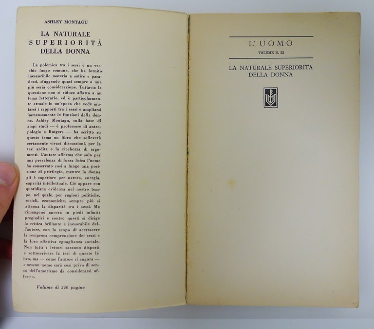 LA NATURALE SUPERIORITA' DELLA DONNA ASHLEY MONTAGU BOMPIANI 1956 | Immagine Gallery 4