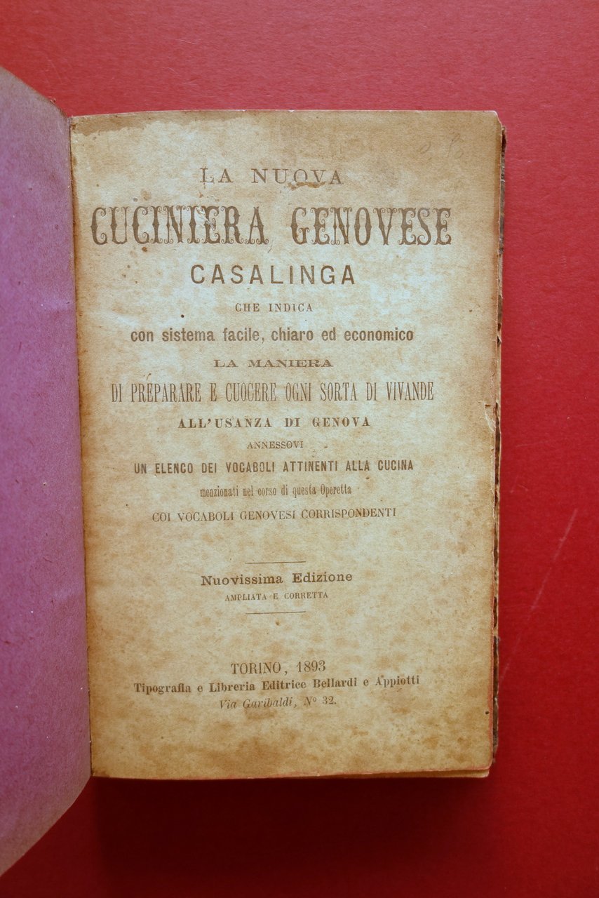 La Nuova Cuciniera Genovese Casalinga Cucina Bellarti e Appiotti Torino …