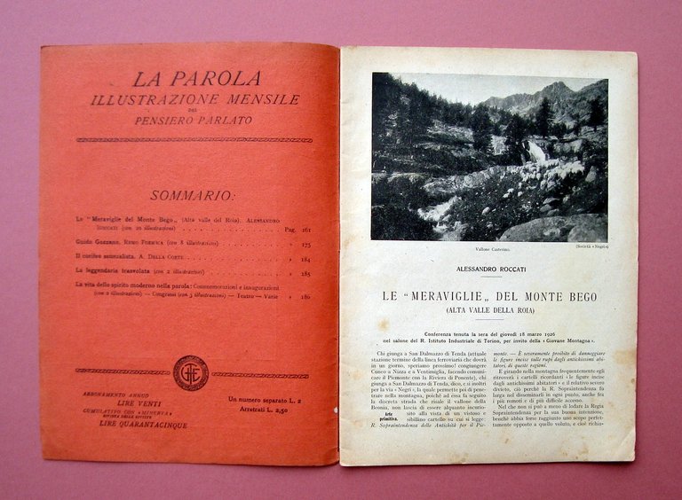 La Parola mensile N.6 1926 Le Meraviglie del Monte Bego …
