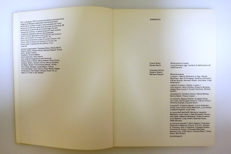 La Performance Galleria d'Arte Moderna Bologna 1979 La Nuova Foglio …