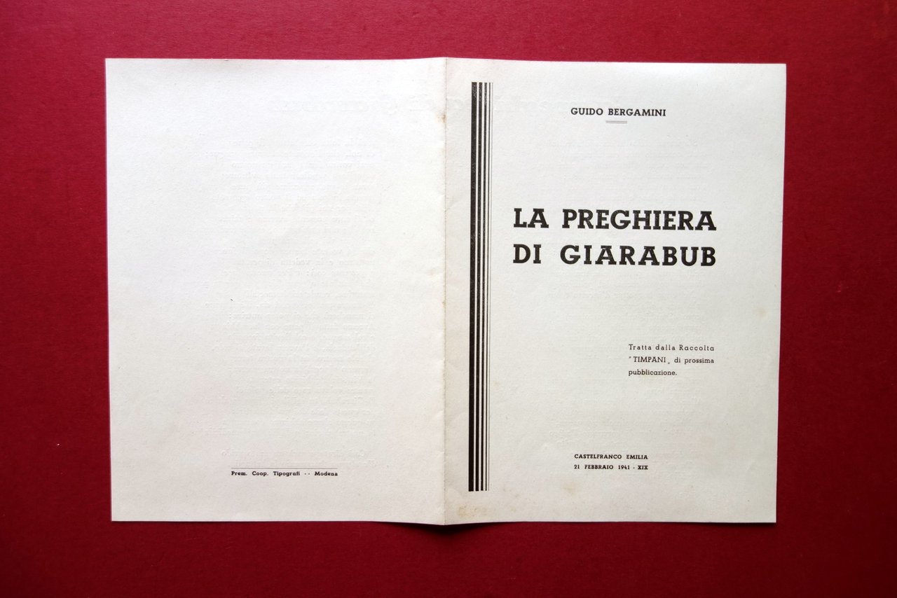 La Preghiera di Giarabub Guido Bergamini Castelfranco Emilia 1941 Colonie … | Immagine principale