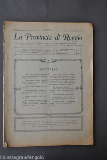 La Provincia di Reggio Emilia Collagna Dialetto Cavriago Scuola Marro 1922