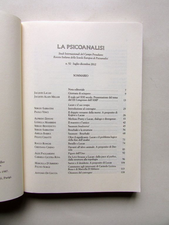 La Psicoanalisi Rivista Lacan e il suo Tempo J. A. …