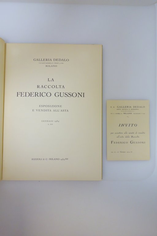 LA RACCOLTA FEDERICO GUSSONI ESPOSIZIONE E VENDITA ALL'ASTA 1934 GALLERIA …