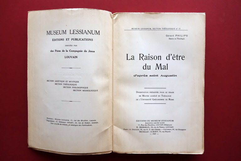 La Raison d'Etre du Mal d'Apres Saint Augustin G. Philips …