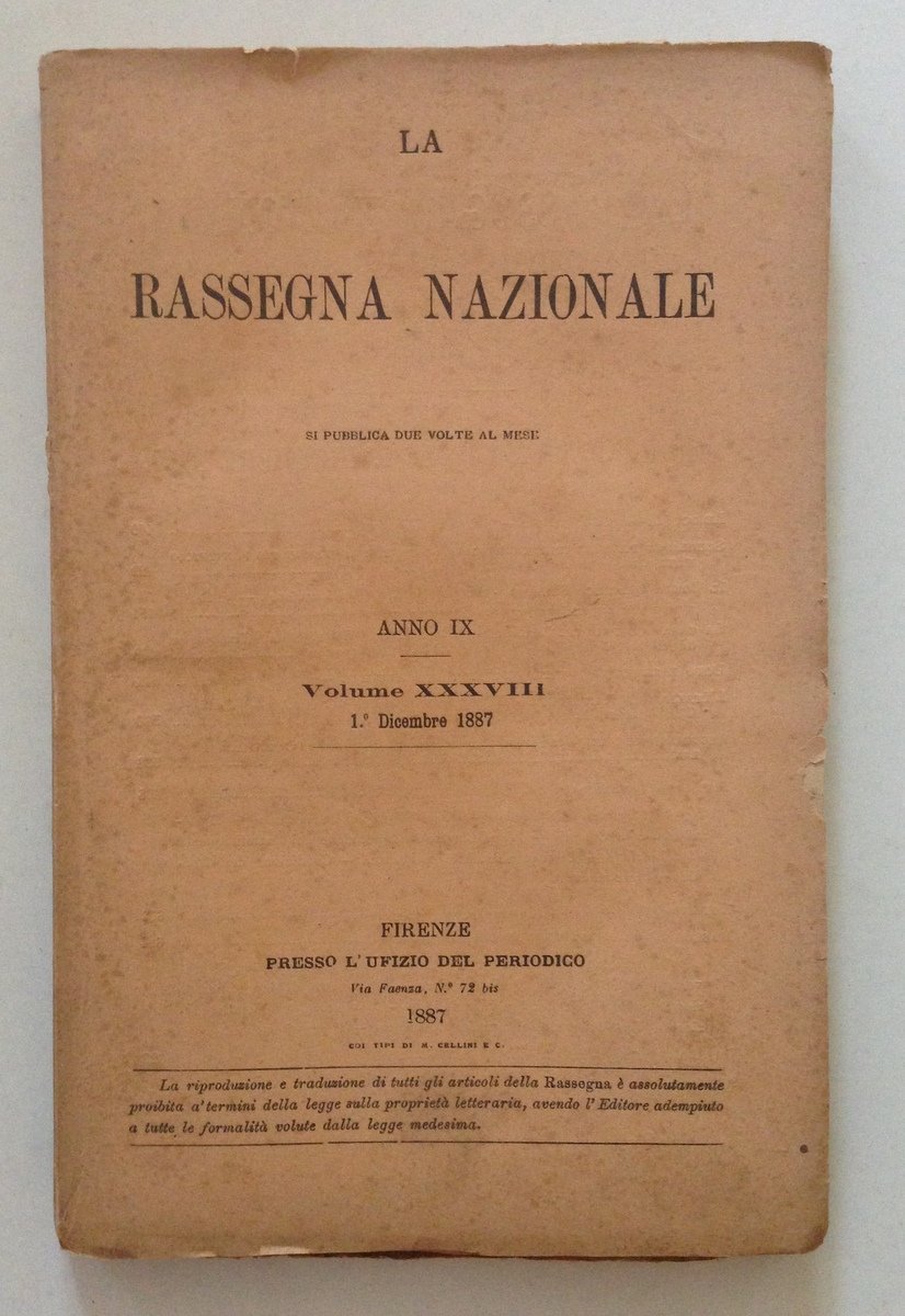 La Rassegna Nazionale Dicembre 1887 Cipani Le Scuole Rossi a … | Immagine principale