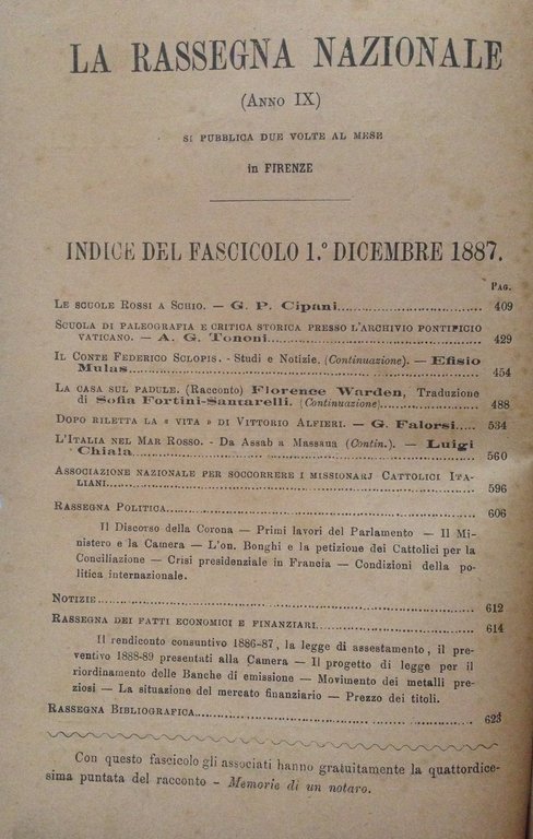 La Rassegna Nazionale Dicembre 1887 Cipani Le Scuole Rossi a … | Immagine Gallery 3