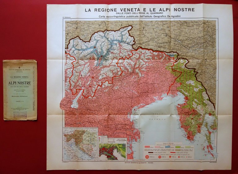 La Regione Veneta e le Alpi Nostre Carta Etnico Linguistica De Agostini 1915