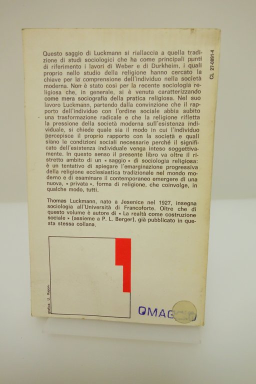 LA RELIGIONE INVISIBILE LUCKMANN IL MULINO 1969