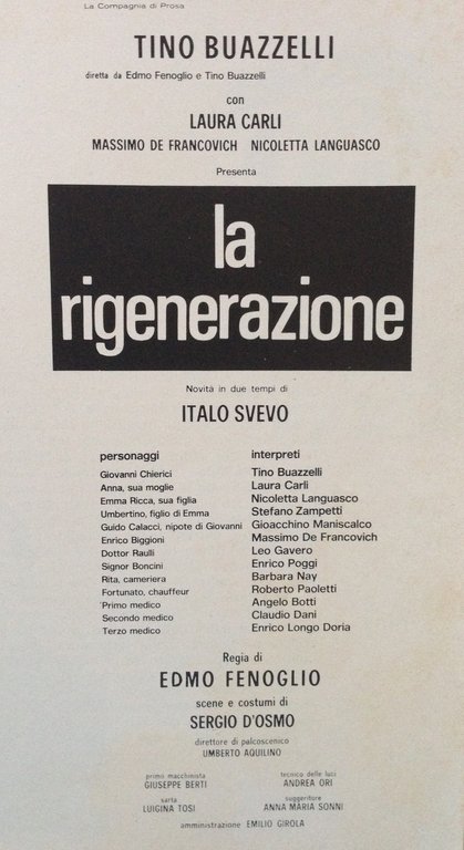 La Rigenerazione Italo Svevo Teatro Buazzelli Edmo Fenoglio Fotografie sd … | Immagine Gallery 2