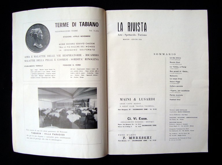 La Rivista Arte Spettacolo 1964 Lirica Salsomaggiore Callas Tagliavini