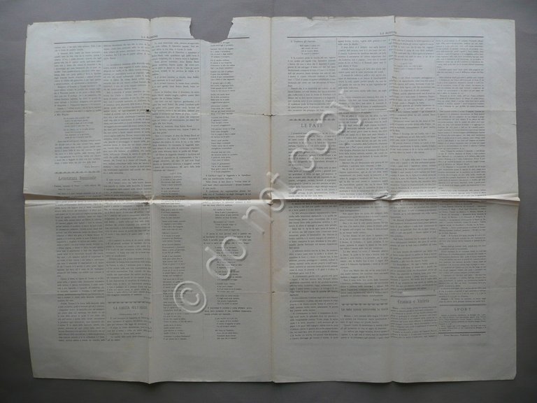 La Rondine Giornale Anno I N.20 Bologna 1886 Letteratura Poesia …