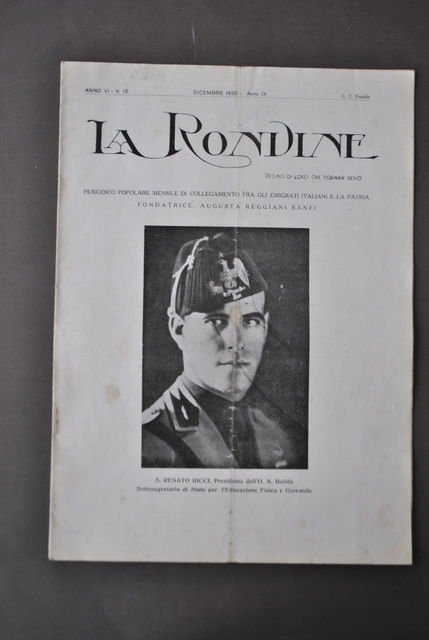 La Rondine Periodico Collegamento Emigrati Italiani e Patria Estero Ricci …