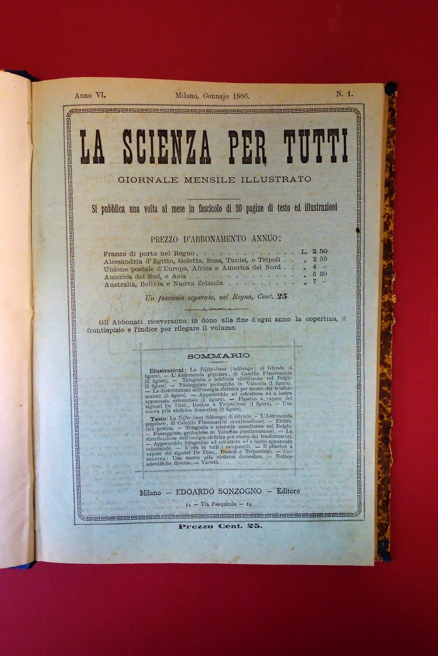 La Scienza per Tutti Giornale Mensile Illustrato Anno VI Completo …