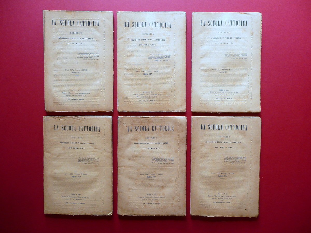 La Scuola Cattolica Periodico Rivista Milano 1886 6 Numeri Completi