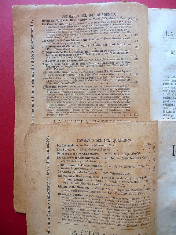 La Scuola Cattolica Periodico Rivista Milano 1886 6 Numeri Completi