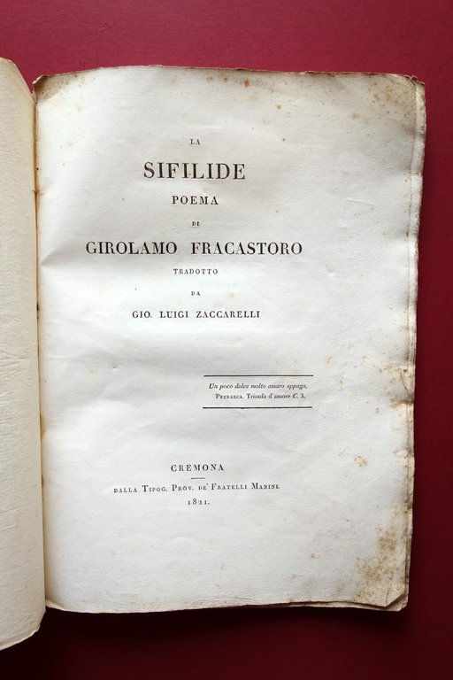 La Sifilide Poema di Girolamo Fracastoro Luigi Zaccarelli Manini Cremona … | Immagine Gallery 2