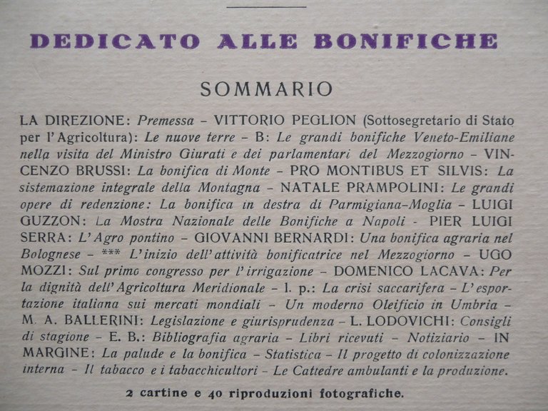 La Terra Anno I N.6 Bologna 1/6/1925 Bonifiche Tenuta Belfiore …