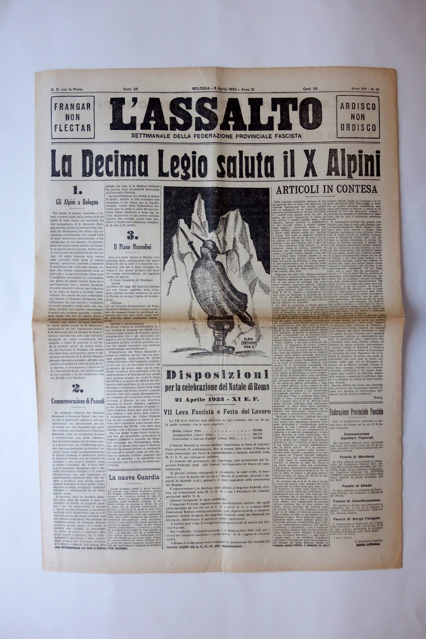 La X Legio saluta il X Alpini l'Assalto Bologna 8/4/1933 … | Immagine principale