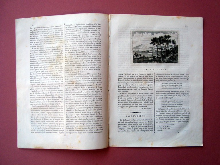 Lago D'Averno incisione+articolo Rivista L'Omnibus Pittoresco N 12 Napoli 1839 | Immagine Gallery 2