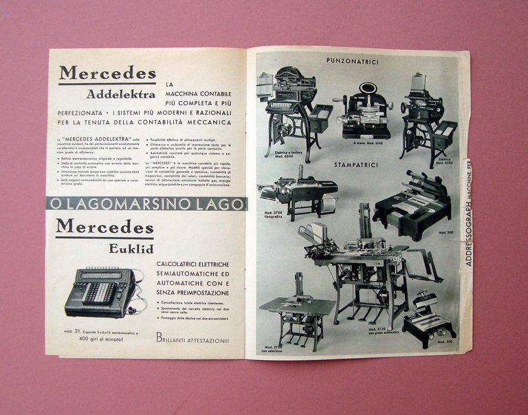 Lagomarsino Libretto Pubblic. 1933 Addizionatrici Calcolatrici Negozio in Milano