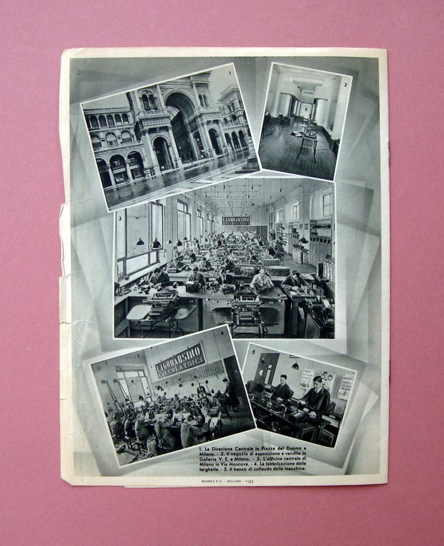Lagomarsino Libretto Pubblic. 1933 Addizionatrici Calcolatrici Negozio in Milano