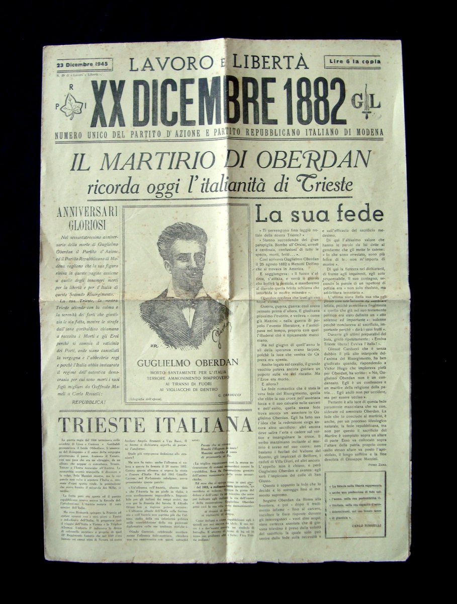 Lavoro e Libert‡ N.29 23/12/1945 XX Dicembre 1882 Oberdan Partito …