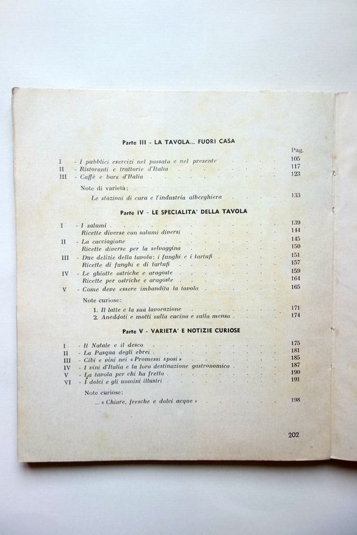 Le Curiosit‡ della Tavola Mario Casalini Capriotti Roma 1937