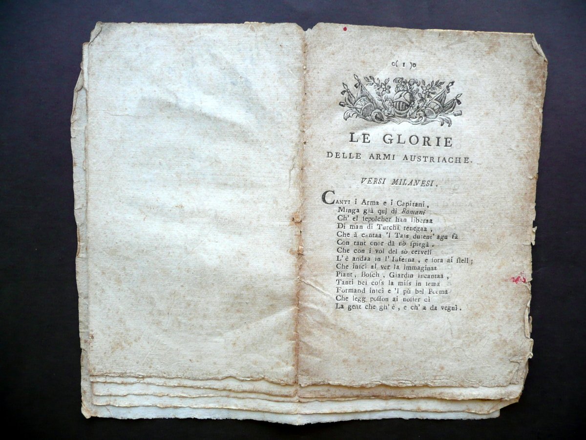 Le Glorie delle Armi Austriache Versi Milanesi Pogliani 1793 Dialetto … | Immagine principale