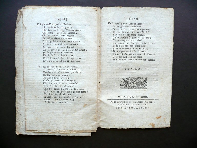 Le Glorie delle Armi Austriache Versi Milanesi Pogliani 1793 Dialetto … | Immagine Gallery 3