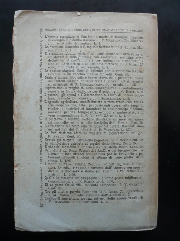 Le Latterie Sociali in Italia Manuale Pratico Ercole Bassi G.Agnelli …