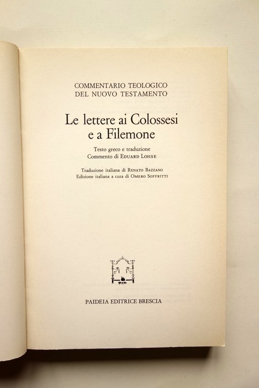 Le Lettere ai Colossesi e a Filemone Eduard Lohse Paideia …