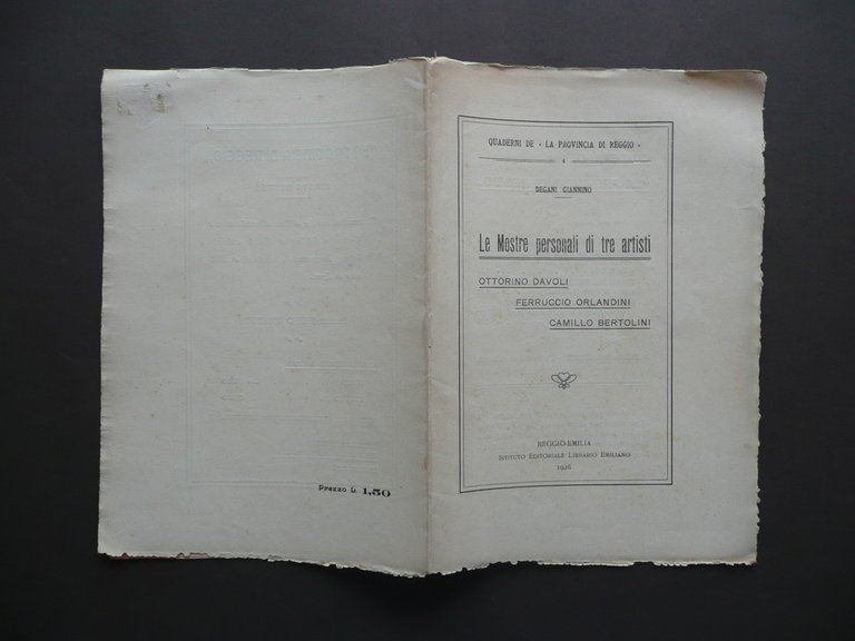 Le Mostre Personali di Tre Artisti Davoli Orlandini Bertolini Reggio Emilia 1926