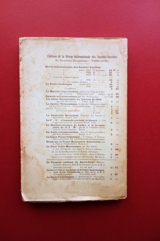 Le Peril Judeo-Maconnique II La Judeo-Maconnerie et Eglise Catholique Jouin …