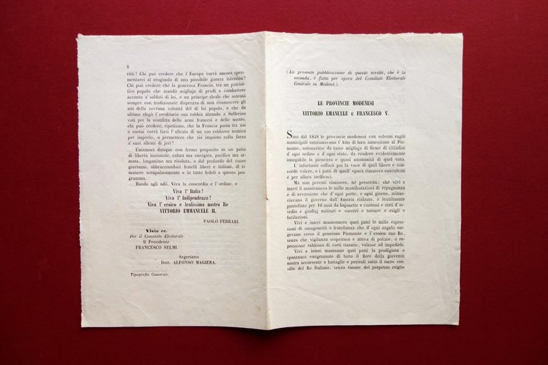 Le Provincie Modenesi Vittorio Emanuele e Francesco V Paolo Ferrari Raro