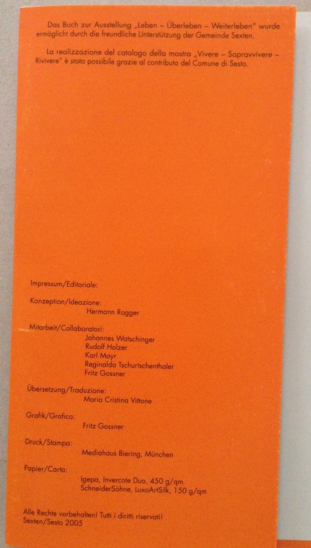 Leben Uberleben Weiterleben Vivere Sopravvivere Rivivere Catalogo Mostra Sesto