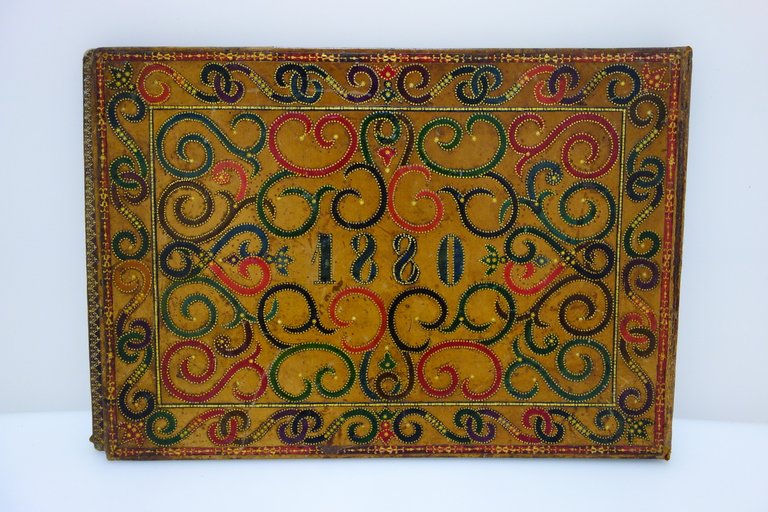 Legatura d'Epoca per Album in Piena Pelle Finemente Decorata 1880 …