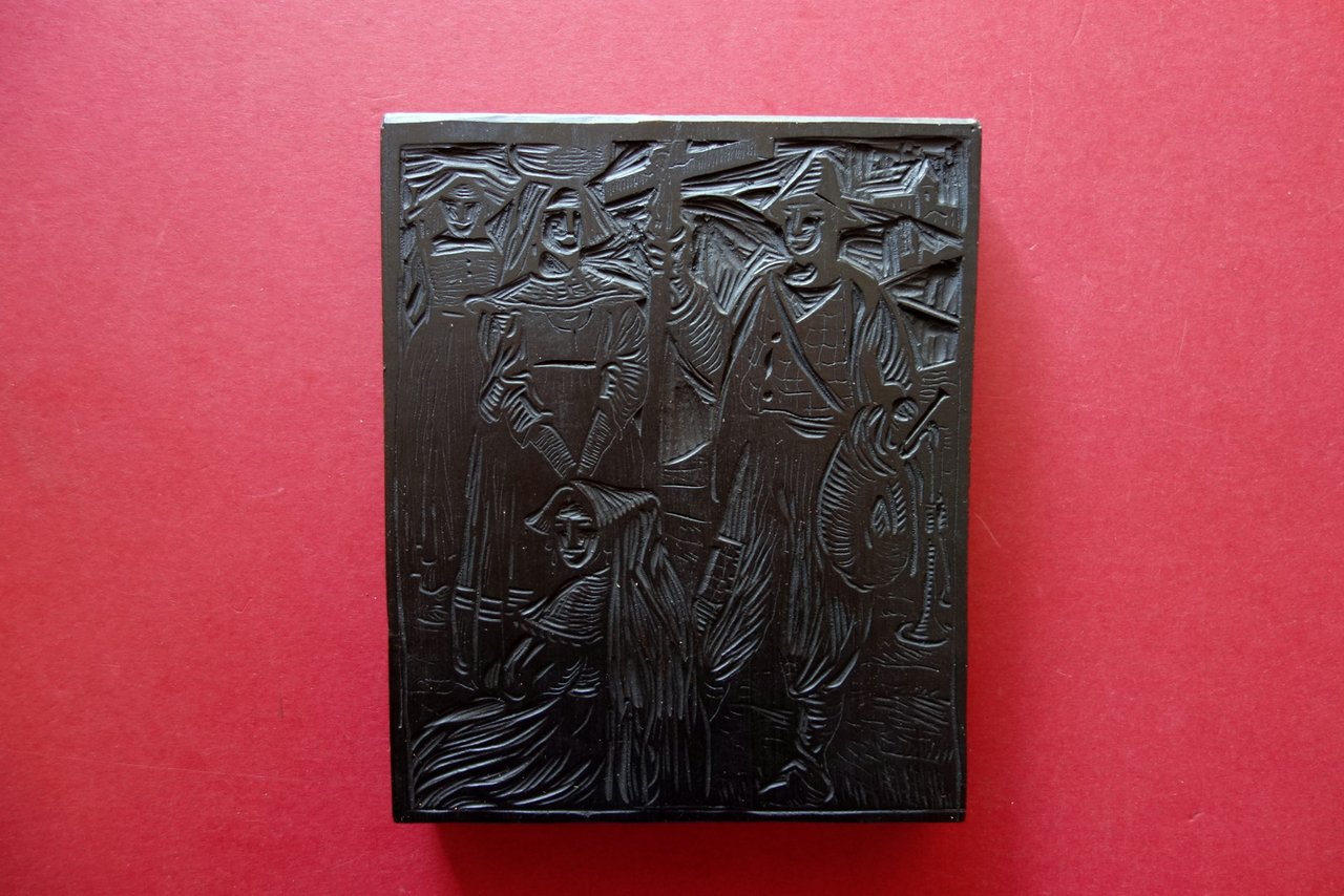Legno Xilografico Costumi Popolari Sardegna(?) Mario Vellani Marchi Anni '20 …