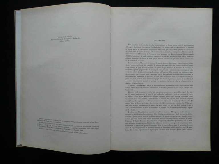 Legum Iustiniani Imperatoris Vocabularium Novellae Pars Latina Tomus I 1977