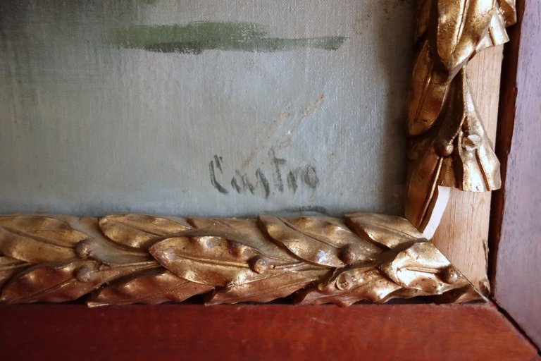 Leo Castro Quadro Olio su Tela Paesaggio Lacustre Firma Corleone …