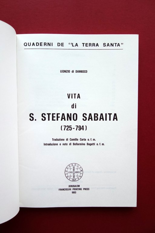 Leonzio di Damasco Vita di S. Stefano Sabaita Franciscan Press … | Immagine Gallery 3