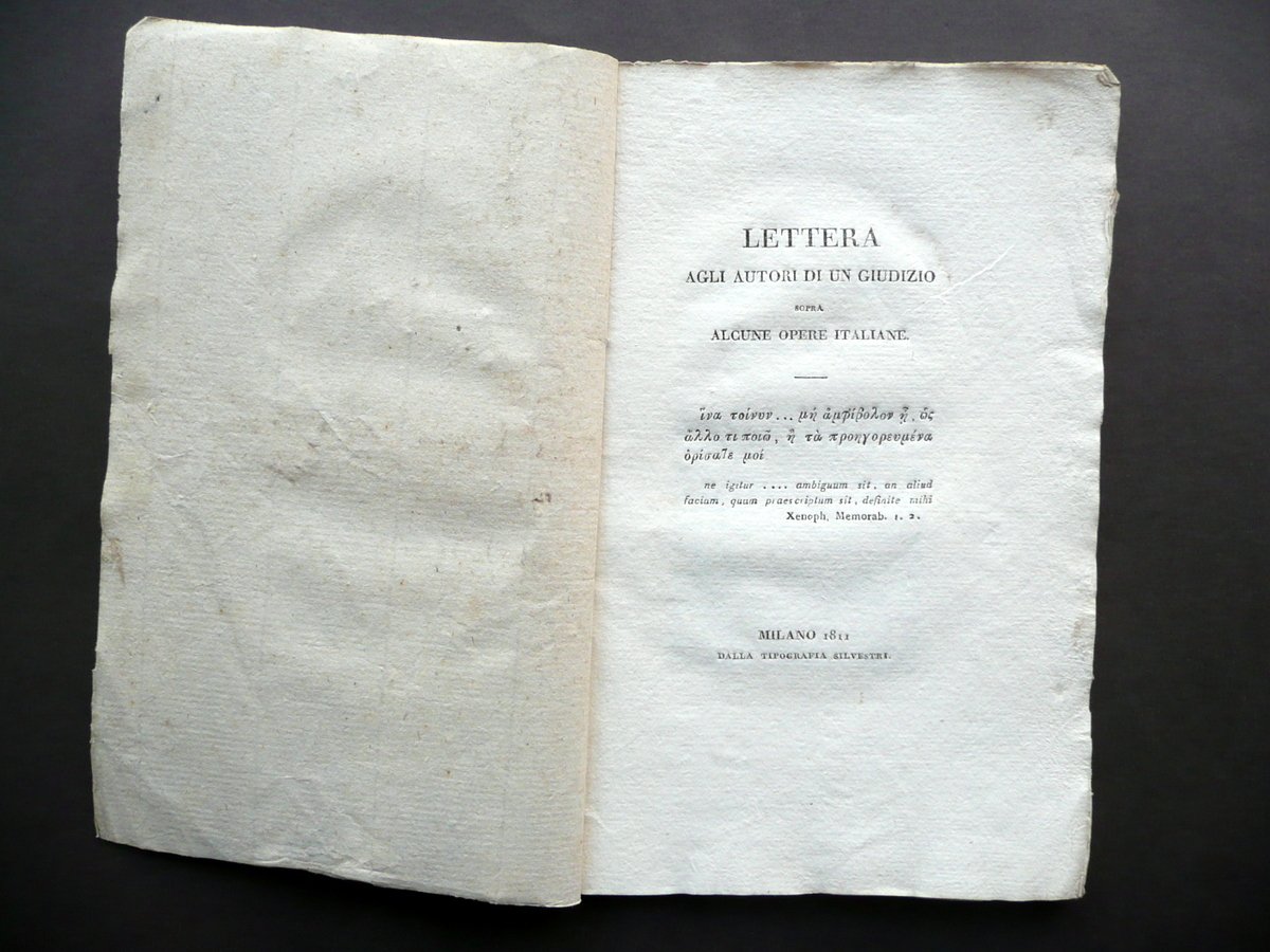 Lettera agli Autori di un Giudizio sopra Alcune Opere Italiane …