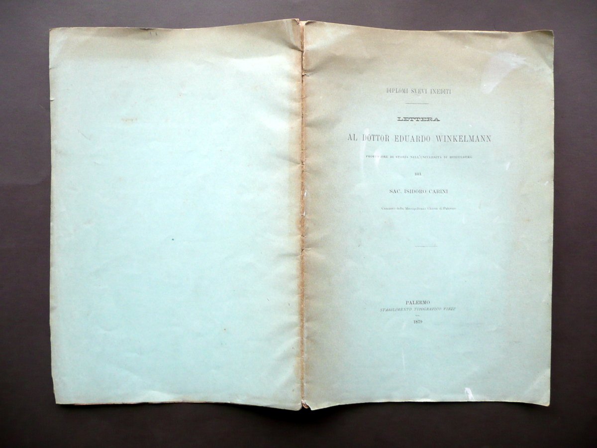 Lettera al Dottor Winkelmann Isidoro Carini Diplomi Svevi Chiesa Monreale … | Immagine principale