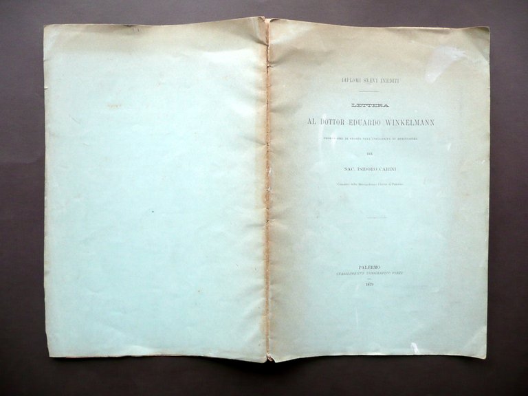 Lettera al Dottor Winkelmann Isidoro Carini Diplomi Svevi Chiesa Monreale … | Immagine Gallery 1