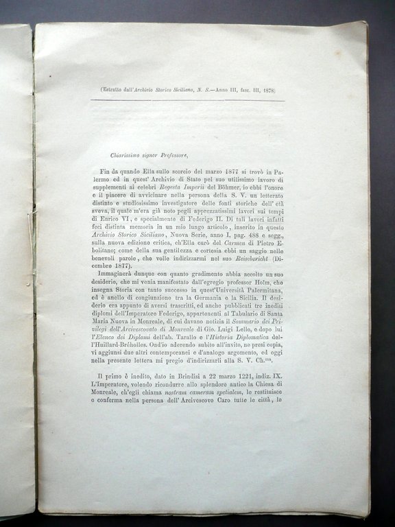 Lettera al Dottor Winkelmann Isidoro Carini Diplomi Svevi Chiesa Monreale … | Immagine Gallery 2