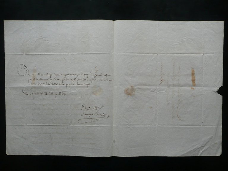 Lettera Carta Intestata Giraffa Spettacoli Ambulanti Bellencini Modena 1839