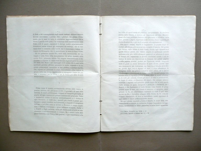 Lettera dell'Episcopato Piemontese 1868 Pio IX Antilluminismo Decadenza Costumi