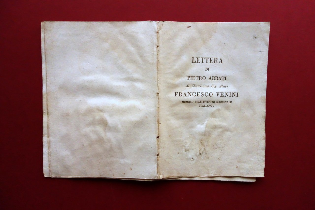 Lettera di Pietro Abbati all'Abate Francesco Venini Modena 1806 Matematica