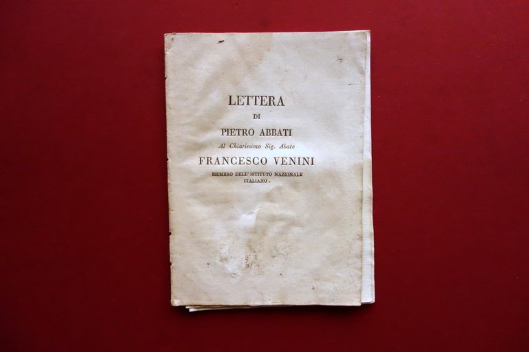 Lettera di Pietro Abbati all'Abate Francesco Venini Modena 1806 Matematica